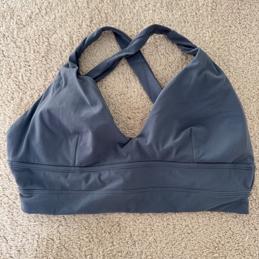 BuffBunny Cross-Back Alpha Sports Bra - Barista Blue